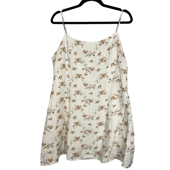 Lulu & Rose, Size 10, White Linen Blend Floral Cami Dress, Adjustable Straps EUC - Picture 1 of 7